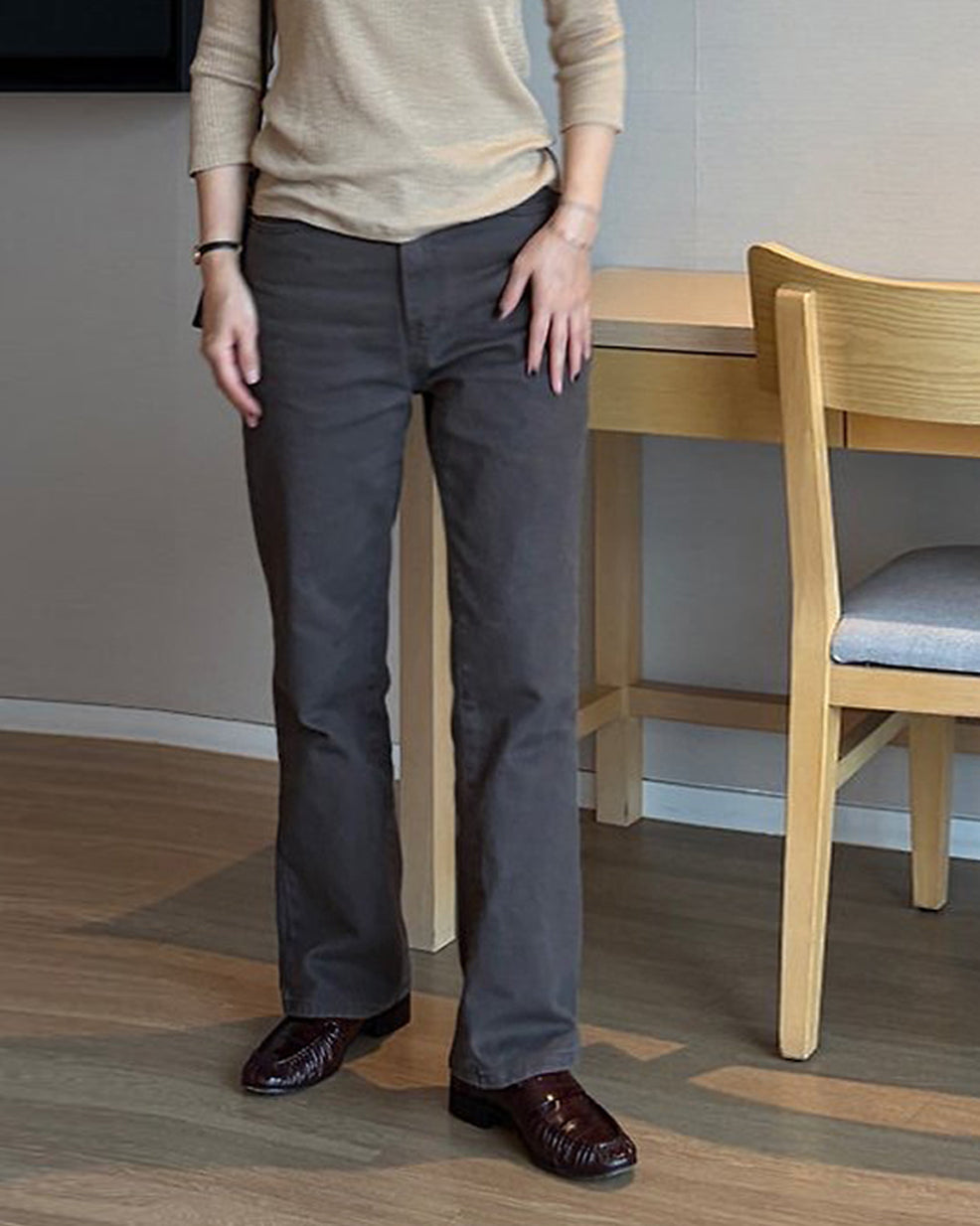 Vintage-Washed Muted Brown Pants
