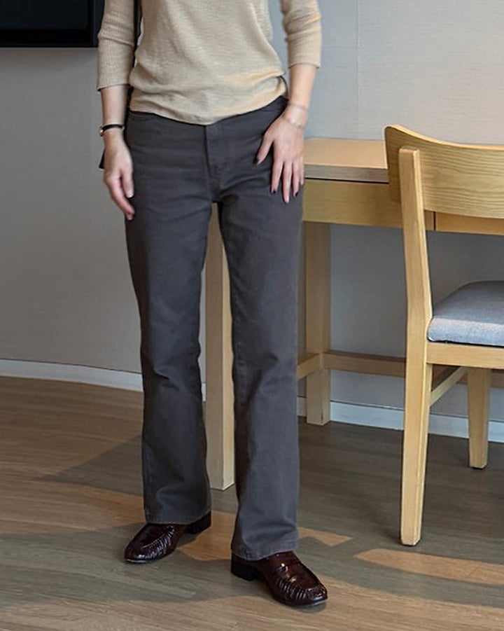 Vintage-Washed Muted Brown Pants