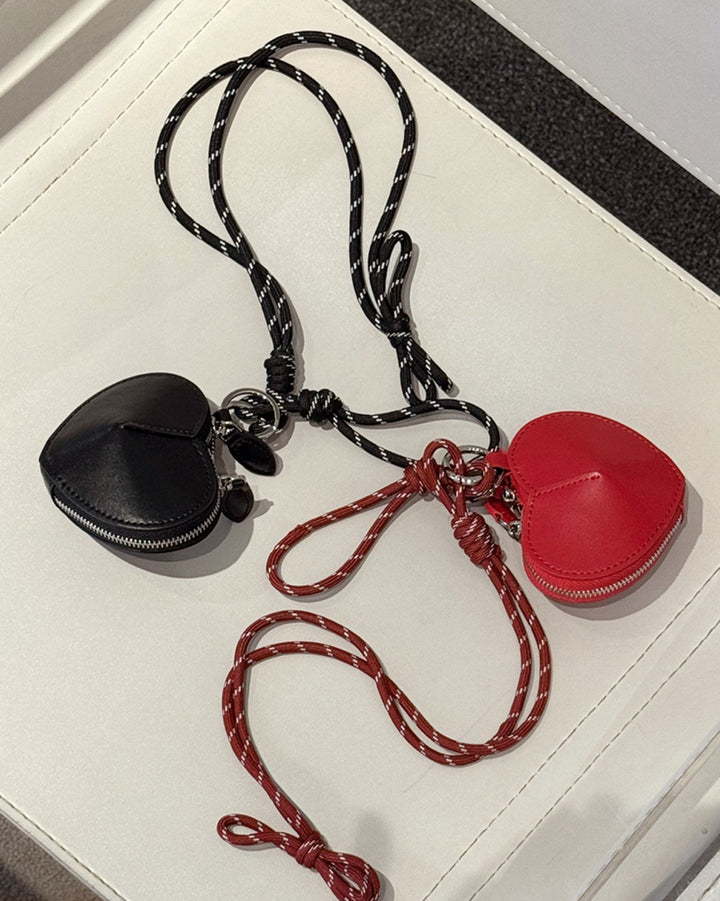 Heart Leather Mini Pouch Charm