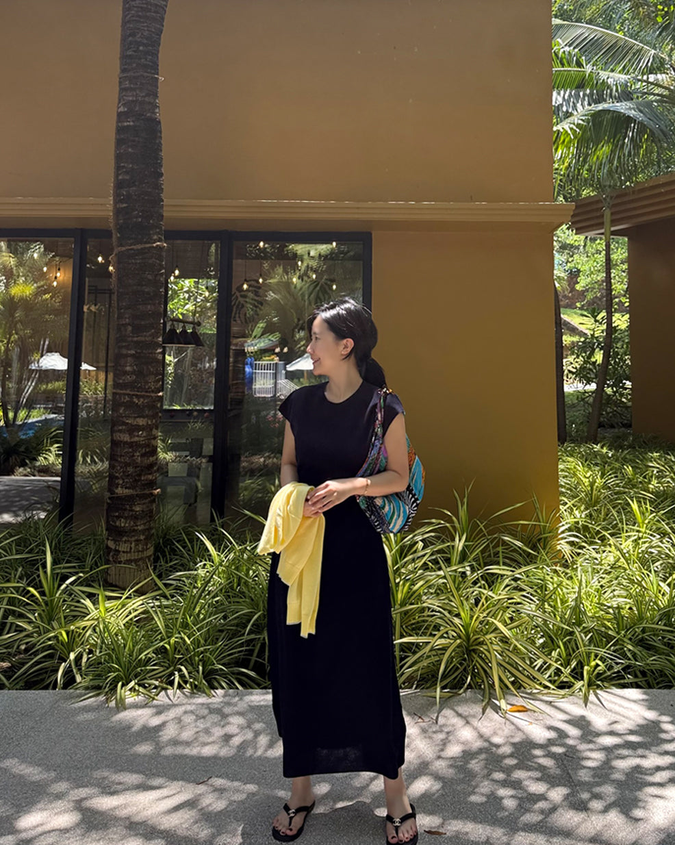 Cotton Viscose Blend Cap Sleeve Maxi Knit Dress