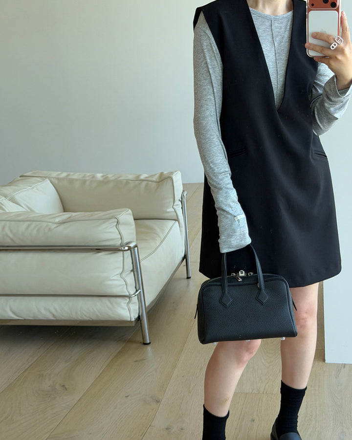 Deep V-Neck Vest Mini Dress