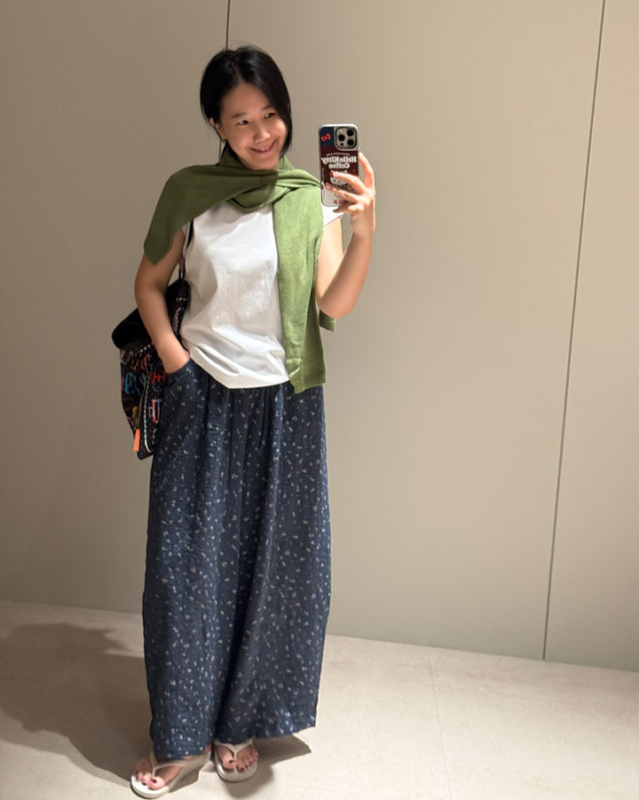 Floral Printed Wide-Leg Elastic Pants