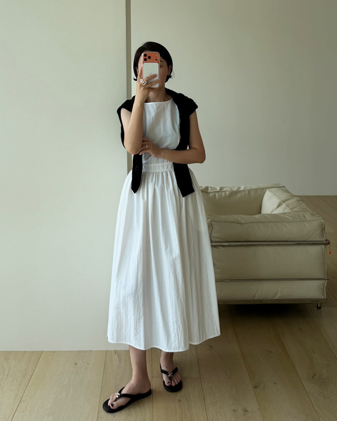 Nylon Sleeveless Flared Dress