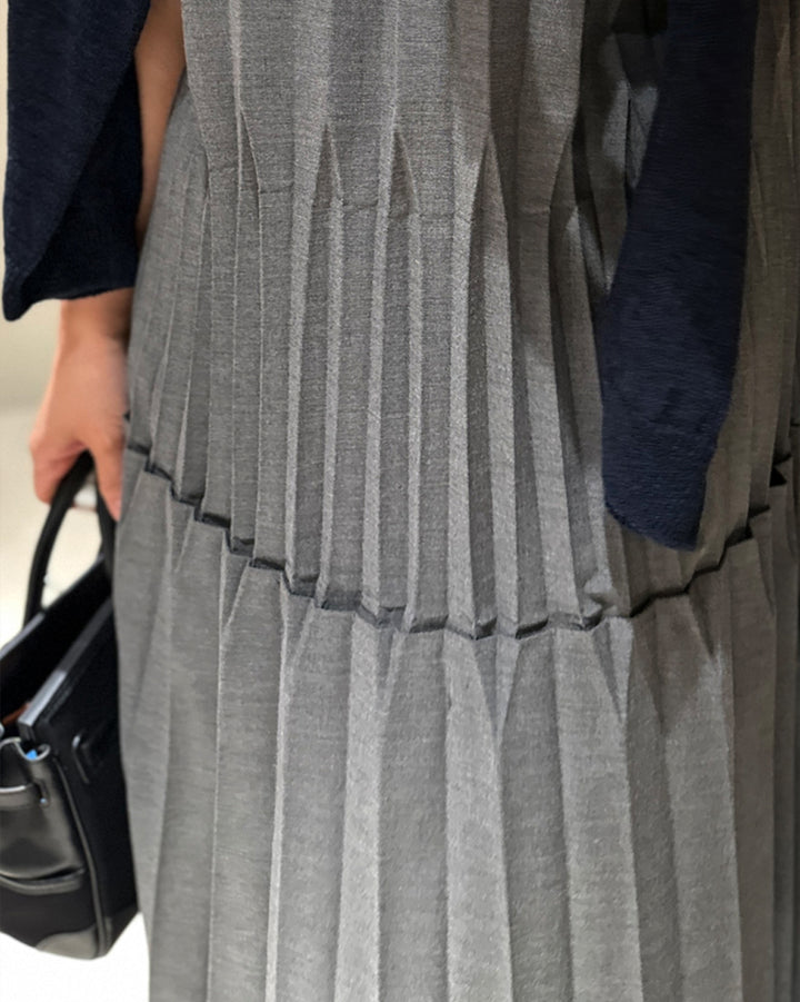 Pleated Sleeveless Tiered Maxi Dress