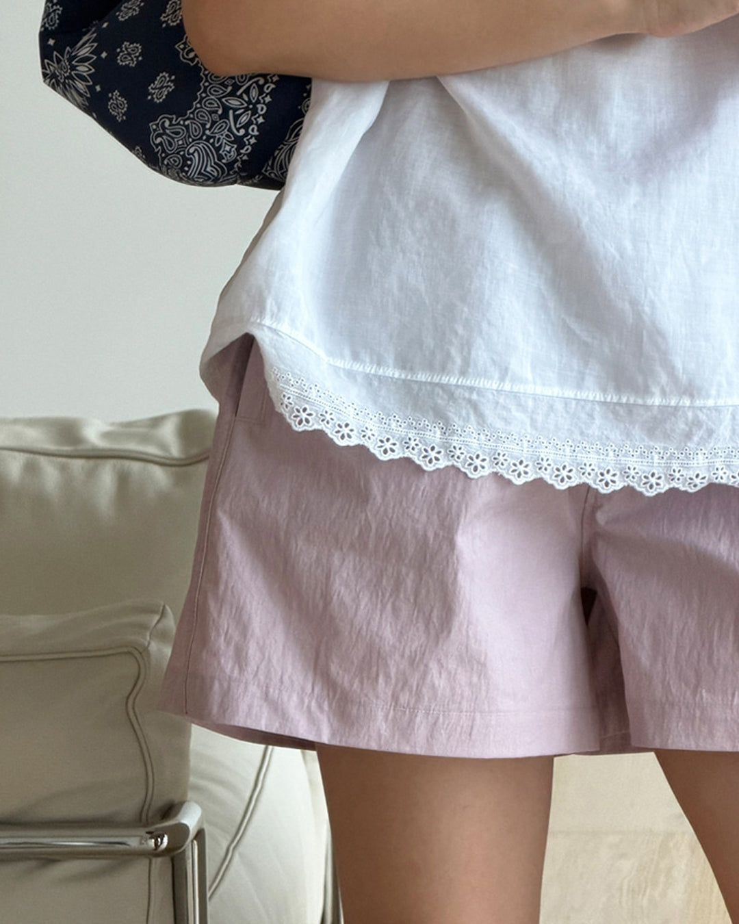 Casual Crinkle Nylon-Blend Shorts