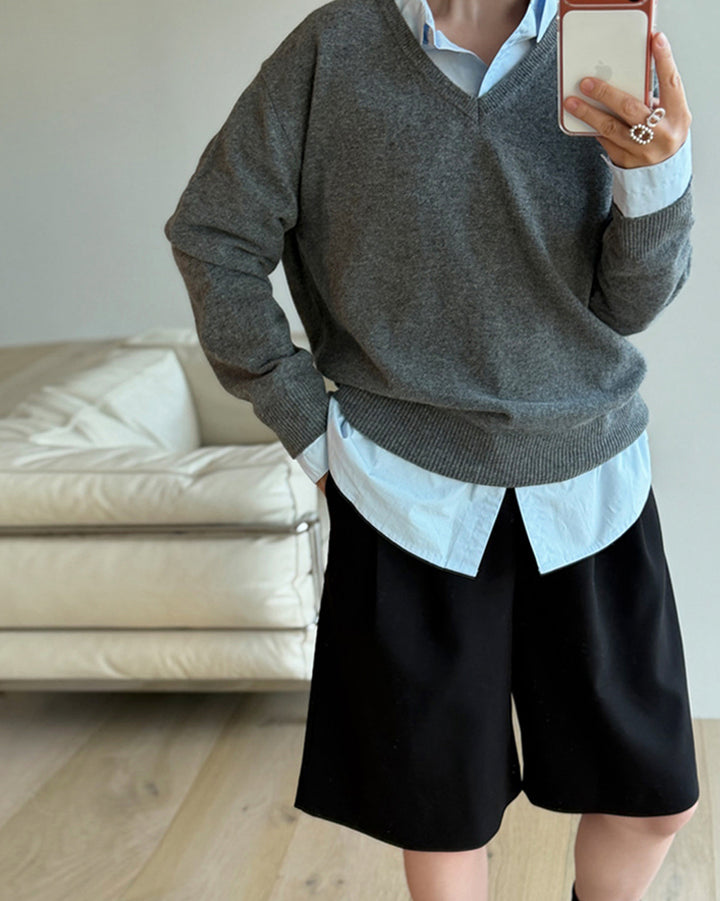 Cashmere Blend Classic V-Neck Knit