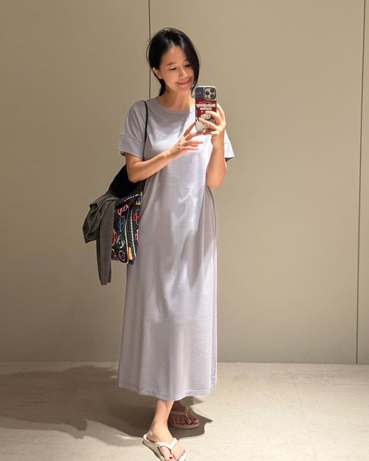 Relaxed Short Sleeve Maxi T-Shirt Dress