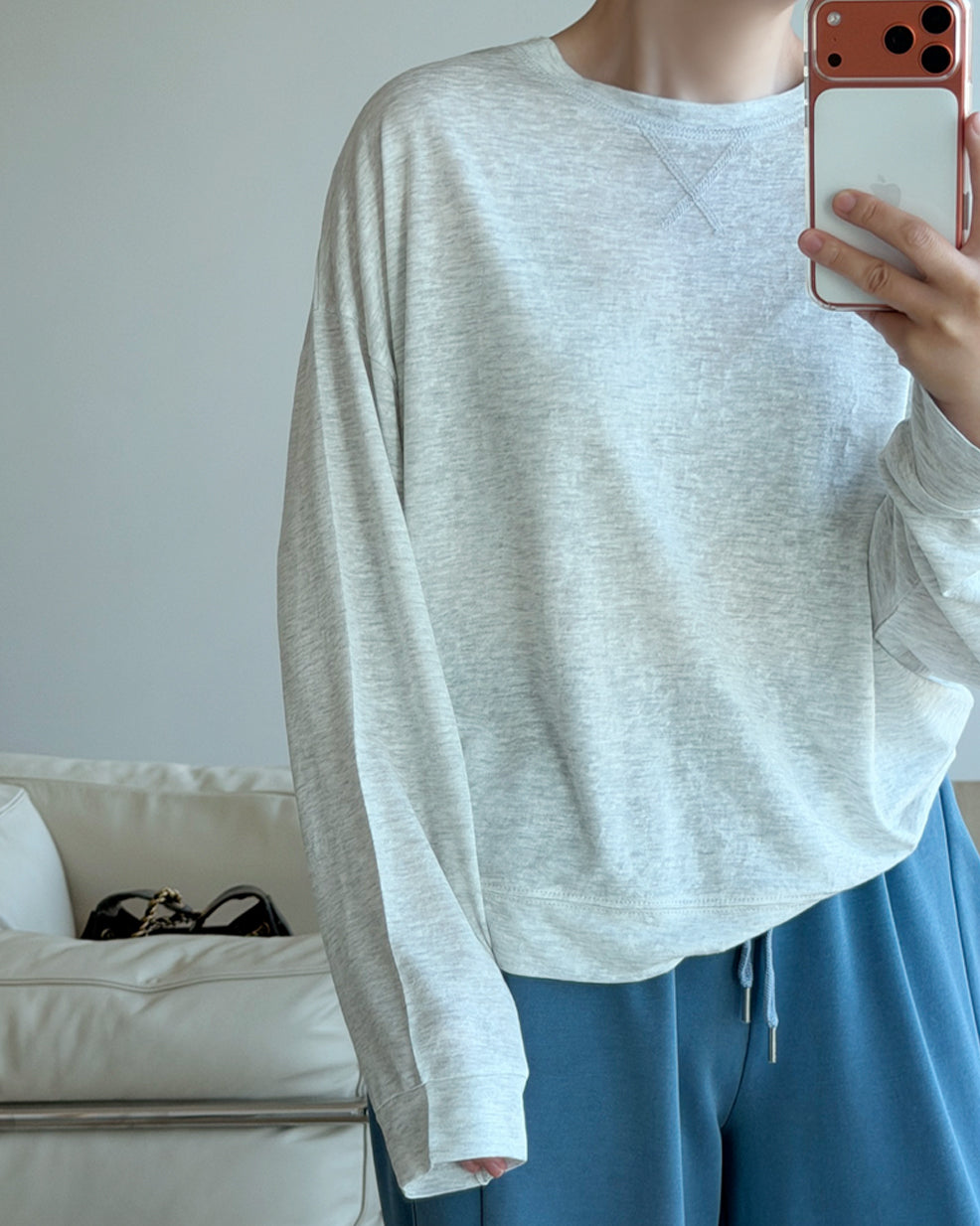 Lightweight Heathered Crewneck Sweatshirt