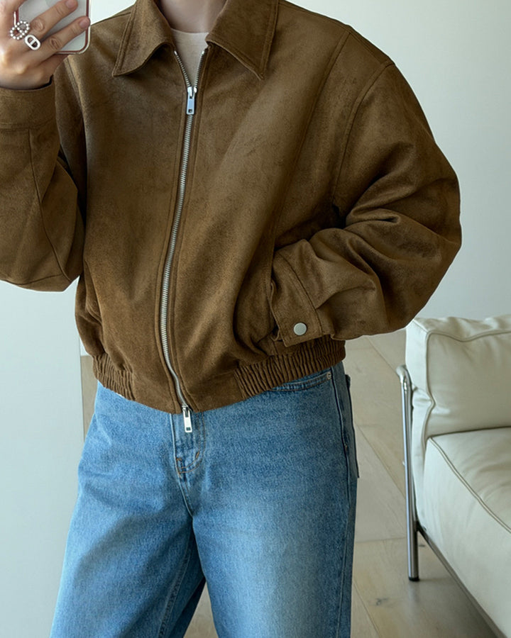 Oversized Faux Suede Blouson Jacket