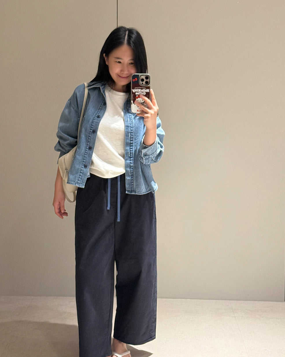 Loose Fit Cropped Denim Shirt