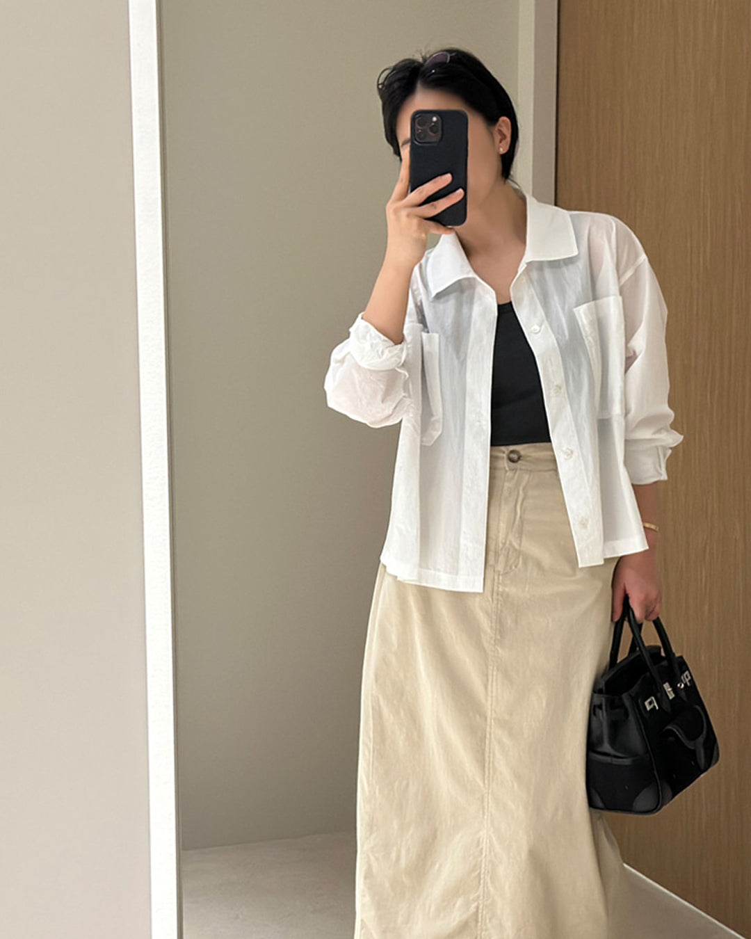 Front Seam Cotton Maxi Skirt
