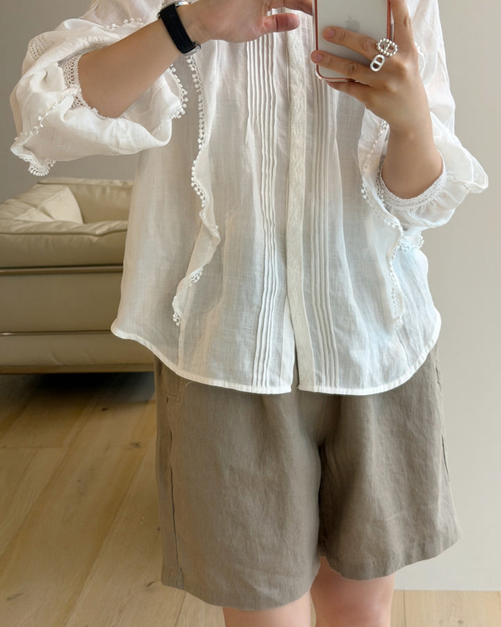 Premium 100% Linen Elastic Waist Shorts