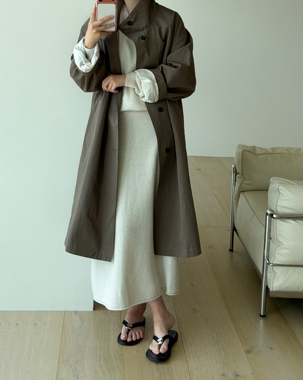 リラックスedストレートニットマキシスカート