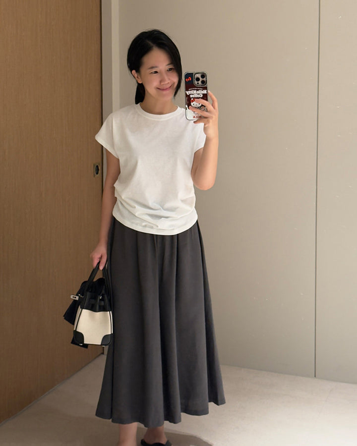 Minimalist Cap Sleeve Crewneck Top