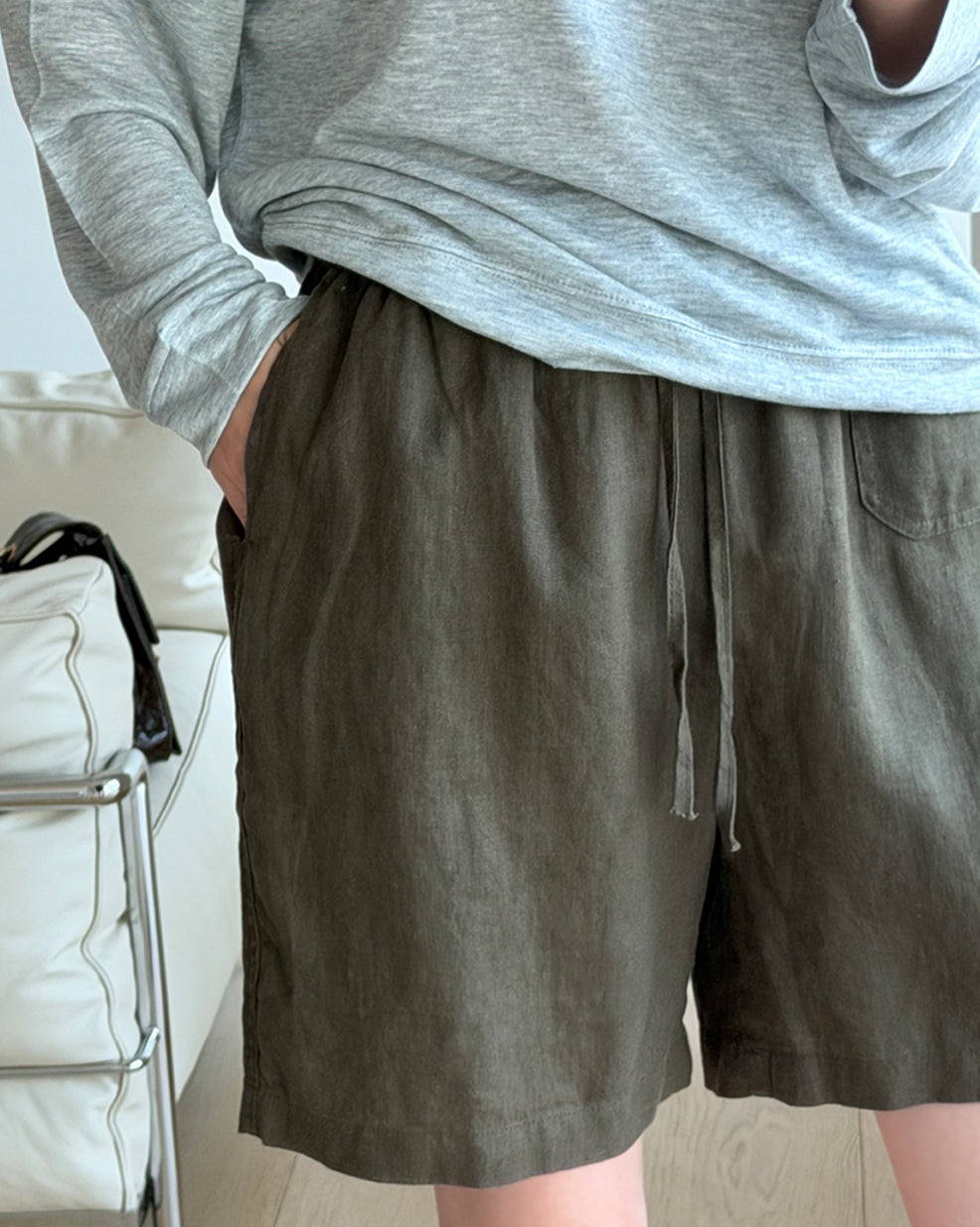 Casual Linen Drawstring Shorts
