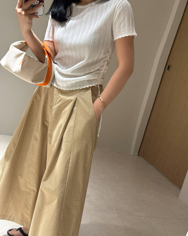 Volume Pleated Wide Pants