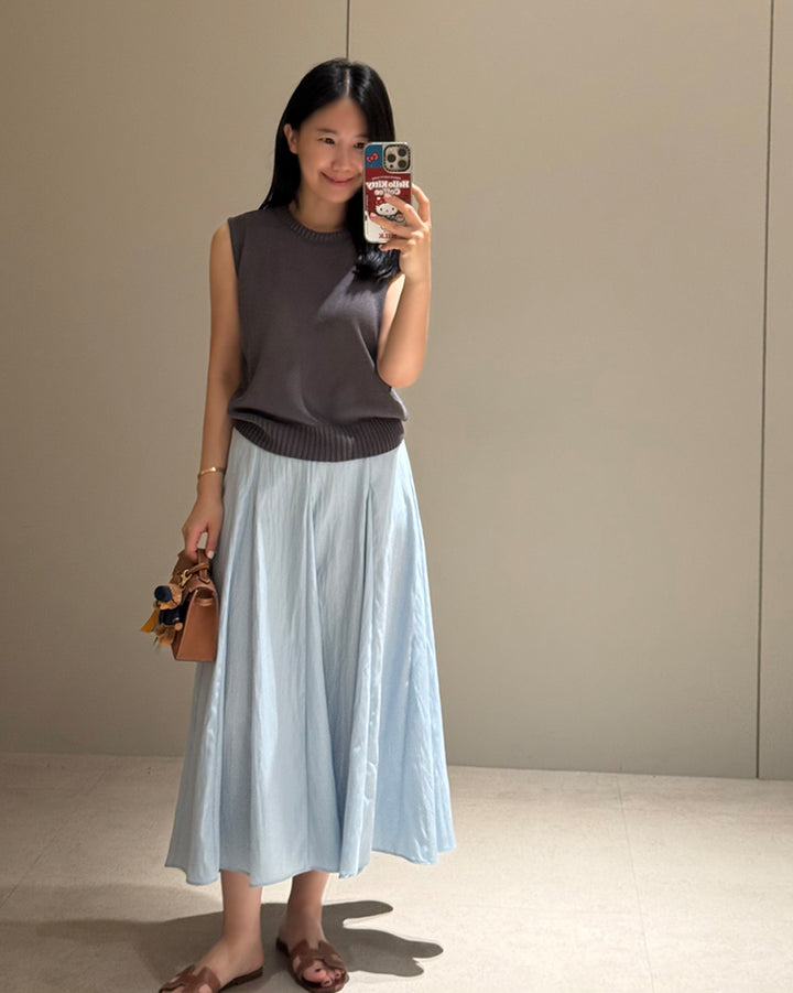 Crinkle Flared Maxi Skirt