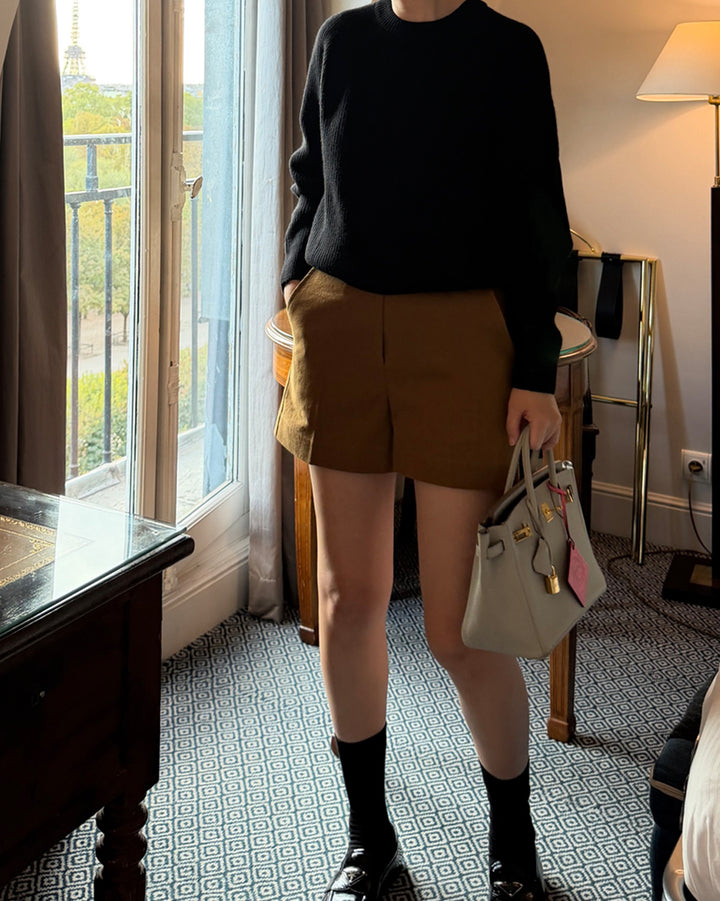 Seamless Cashmere-Merino Ribbed Knit Sweater