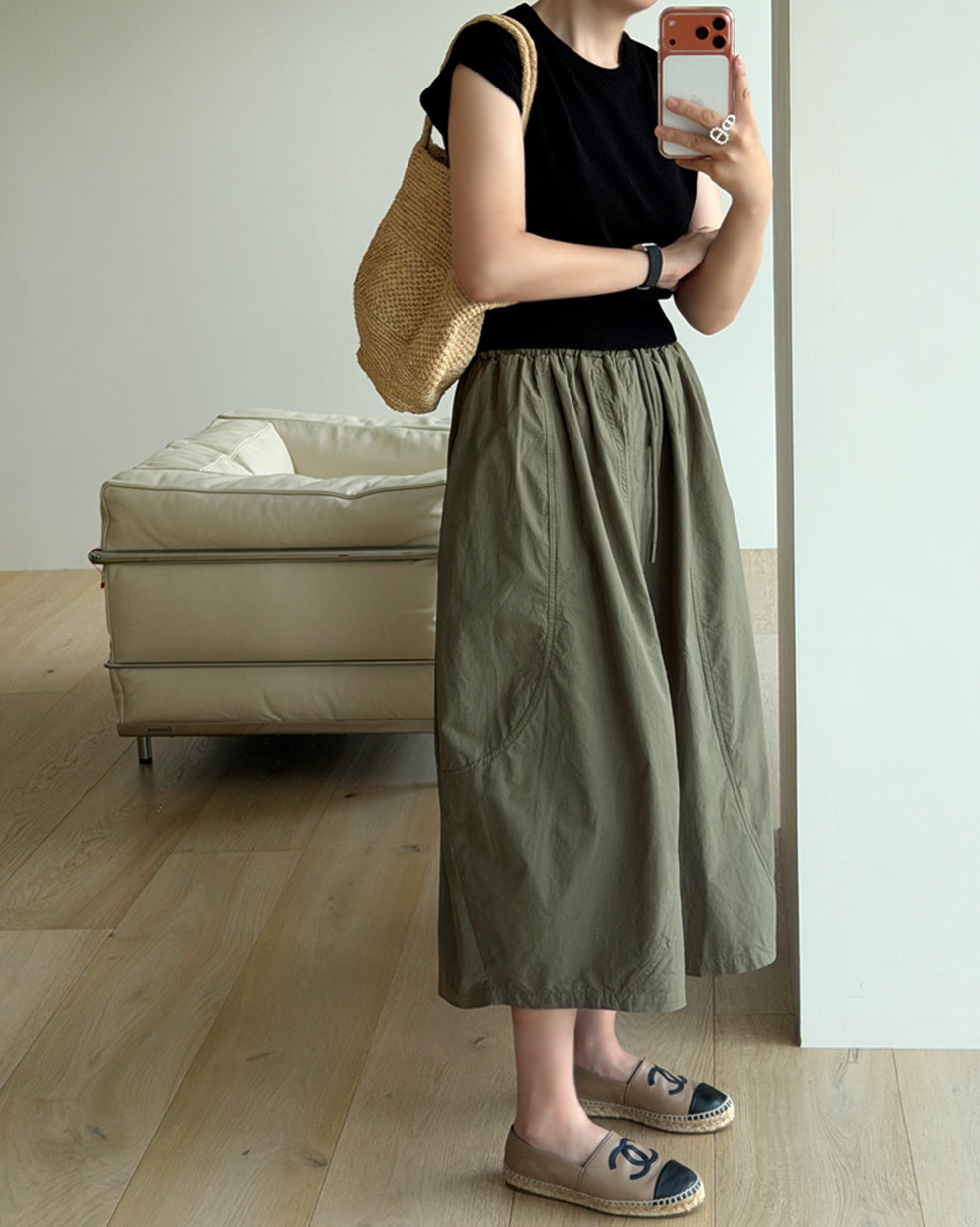 Wide-Leg Elastic Waist Culottes