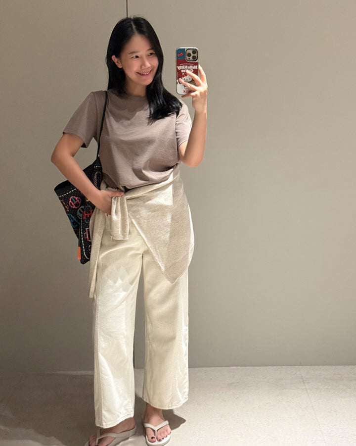 High-Waisted Wide Leg Cream Jeans