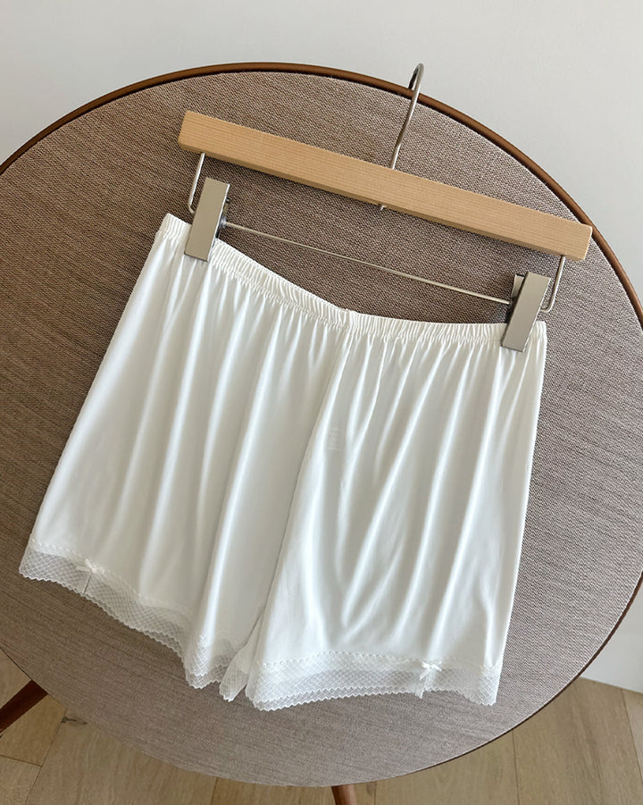 Lace-Trim Silky Safety Slip Shorts