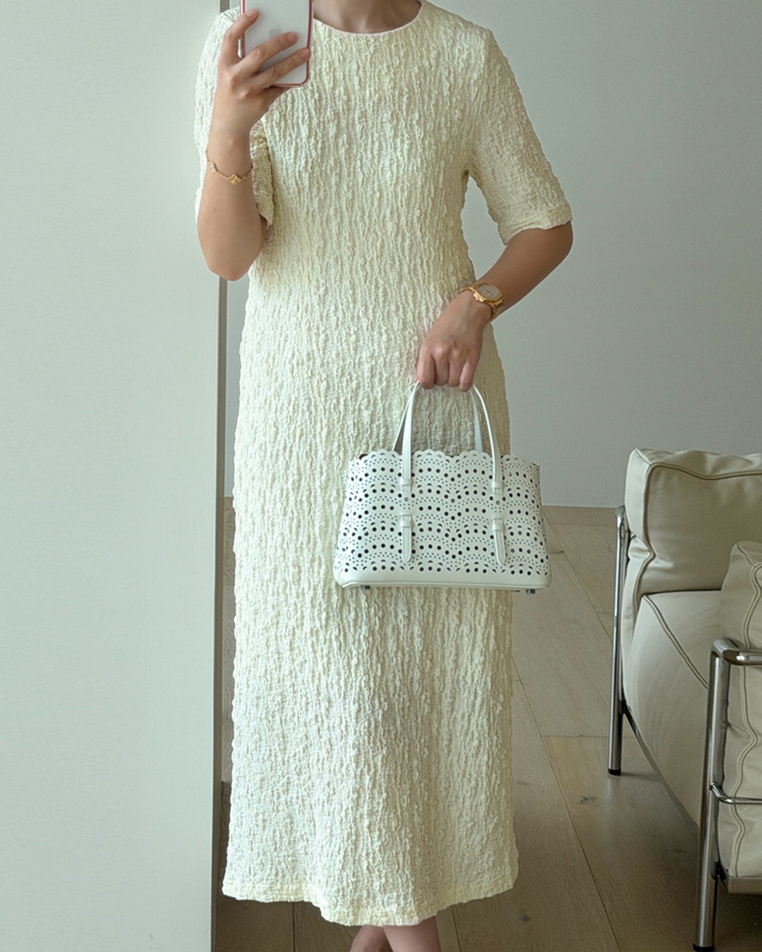 Crinkle Textured Midi/Maxi Dress