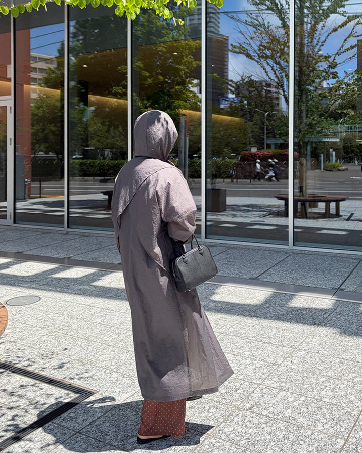 Oversized Hooded Long Windbreaker Coat