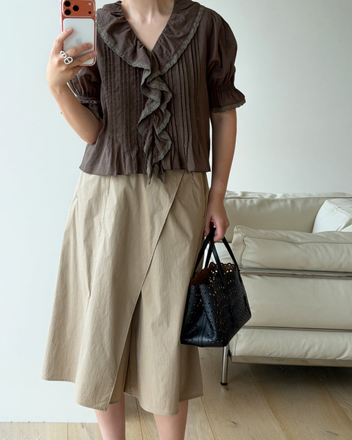 Button Wrap Culotte Pants