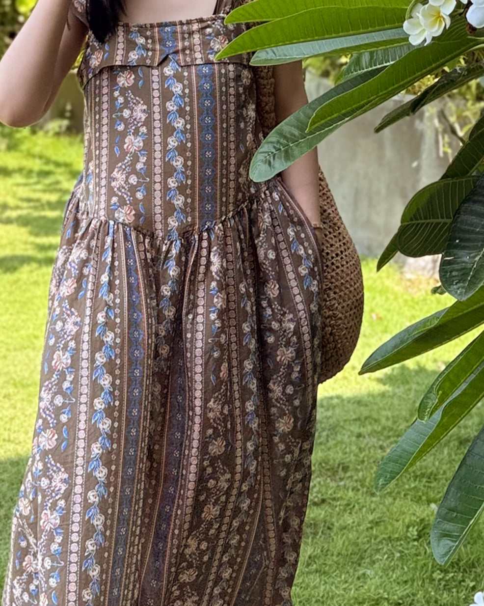 Ethnic Floral Flap Maxi Dress