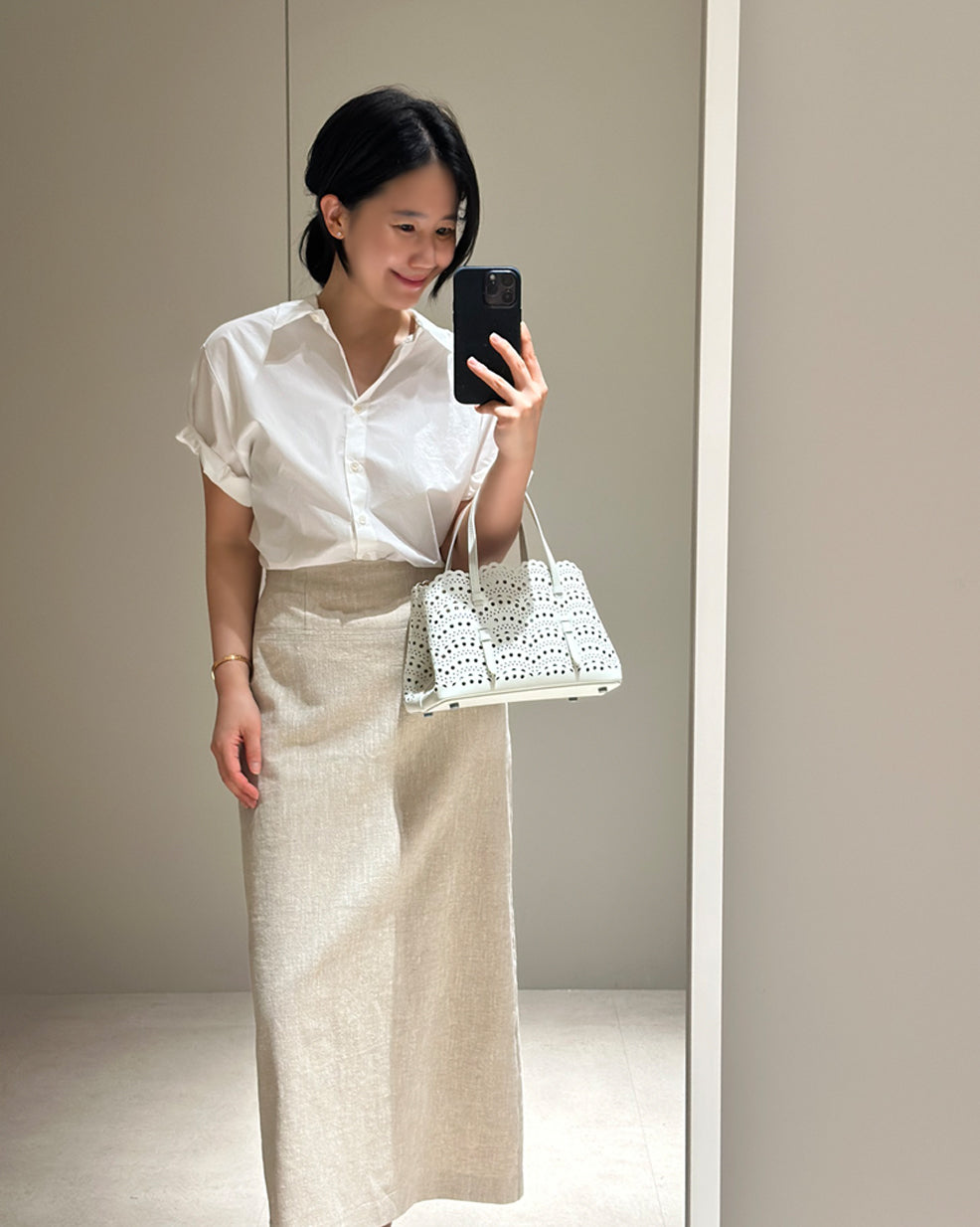 Minimalist Linen-Blend Straight Maxi Skirt