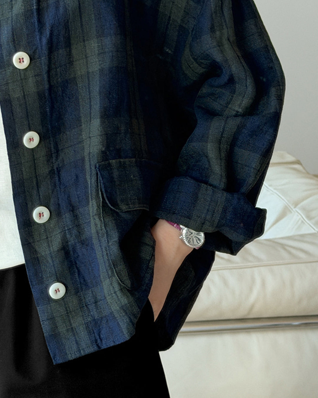 100% Linen Tartan Check Lightweight Shacket