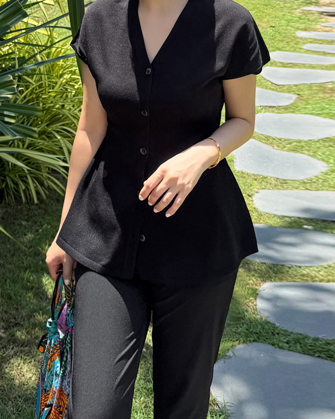 Peplum V-Neck Knit Cardigan