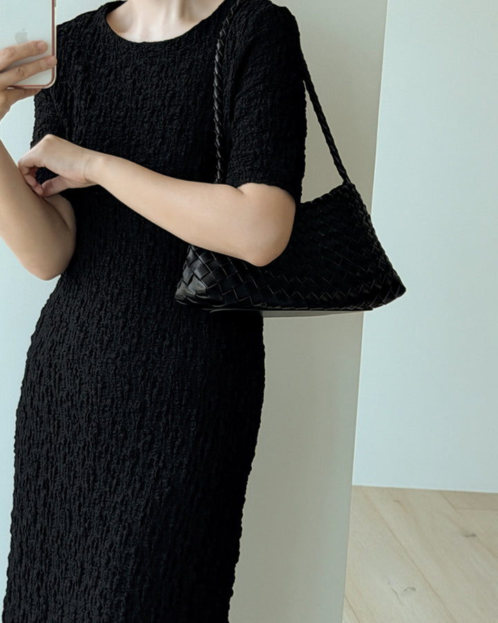 Crinkle Textured Midi/Maxi Dress