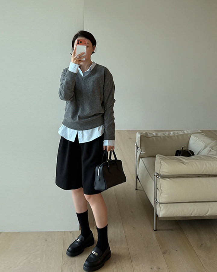 Cashmere Blend Classic V-Neck Knit