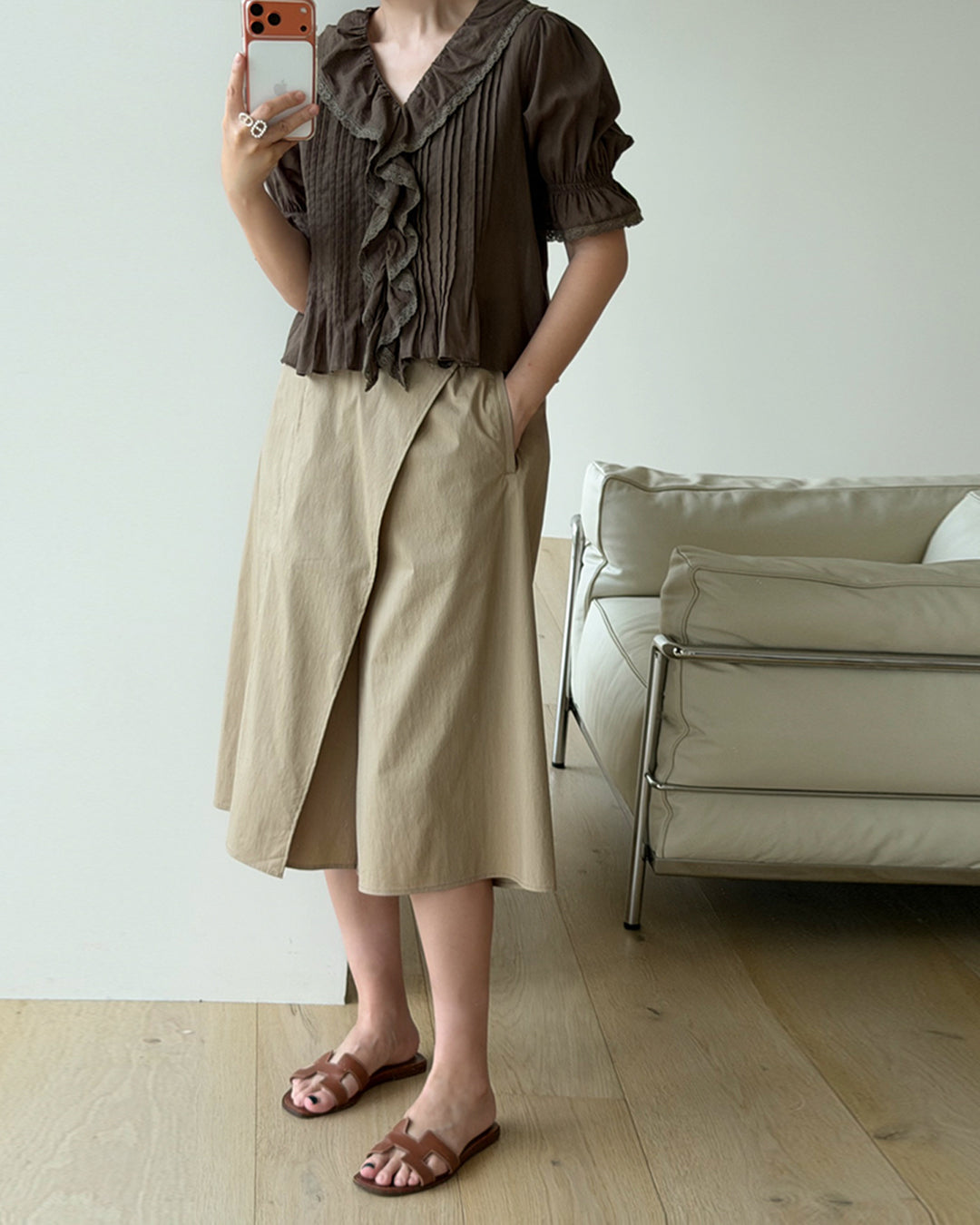 Button Wrap Culotte Pants