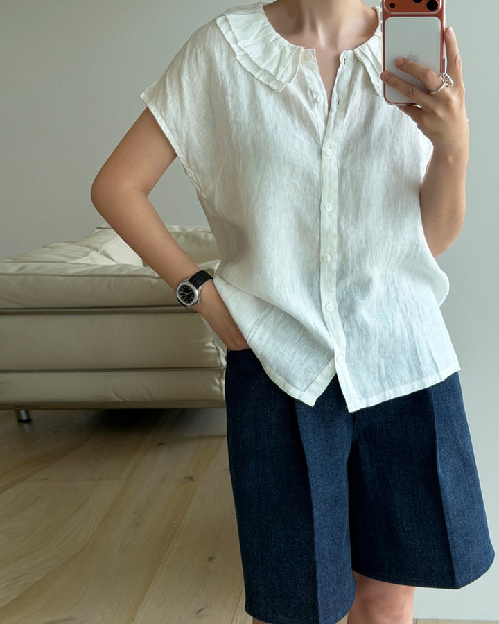 Tailored Denim Trouser Shorts