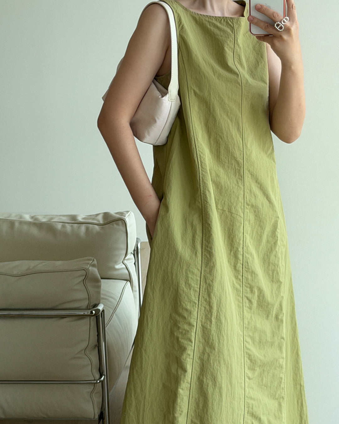 Seam-Detail Sleeveless Long Dress