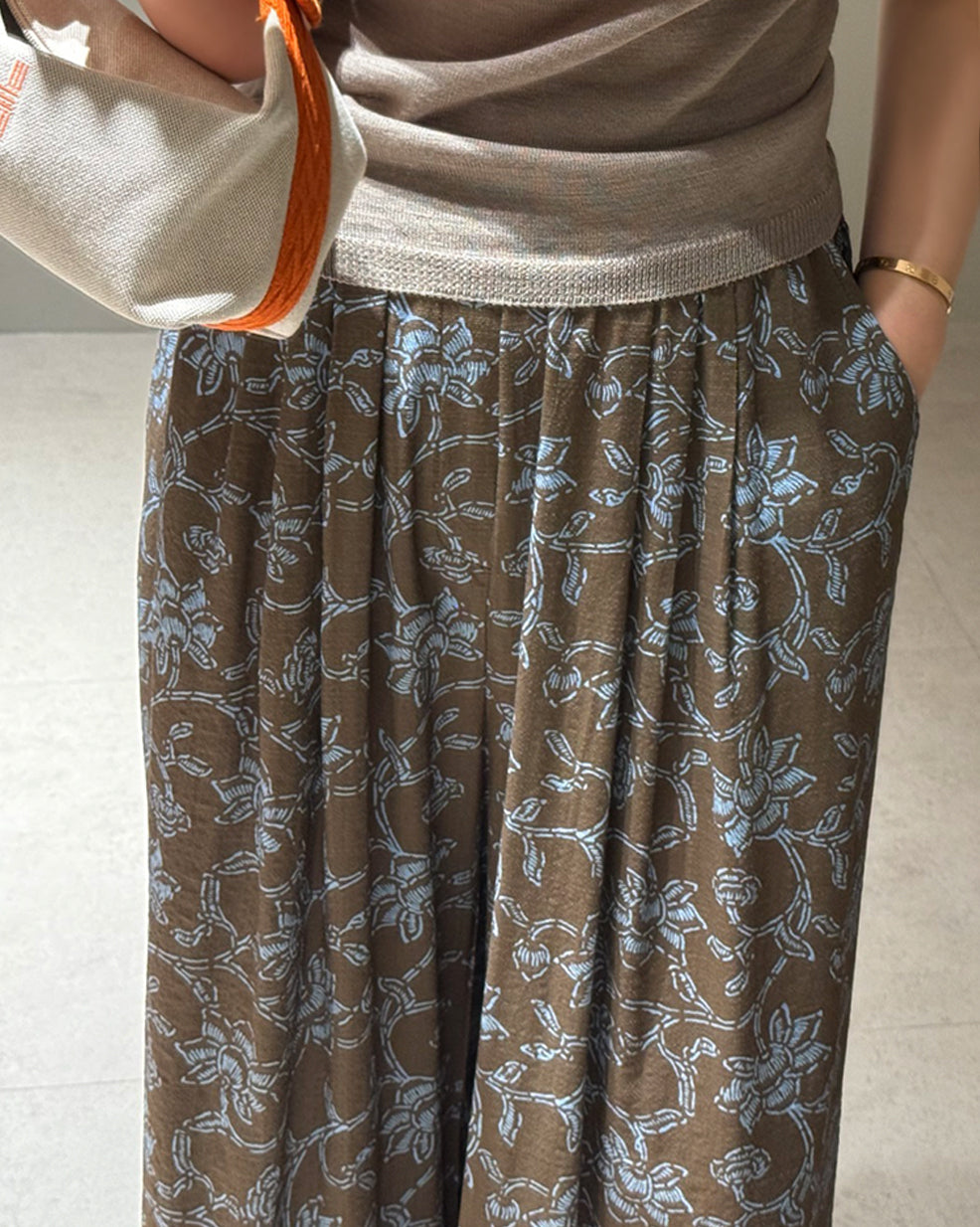 Floral Print Wide Leg Pleated Pants