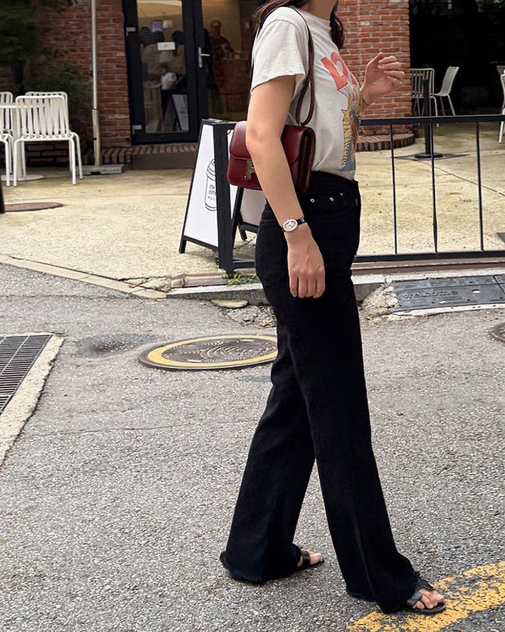 Soft Washed Black Slight Flare Jeans