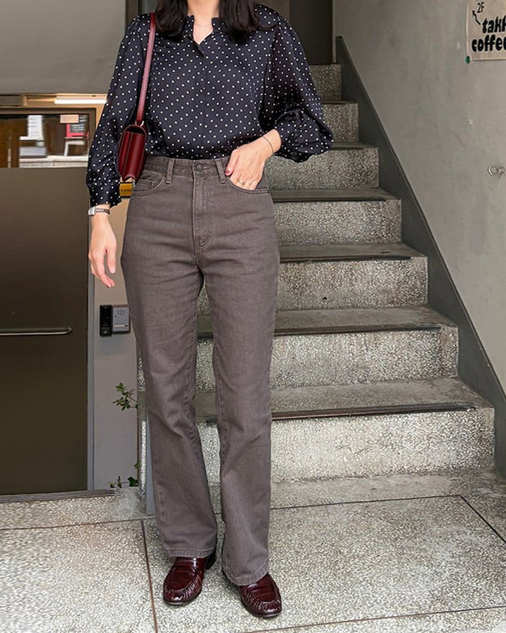 Vintage-Washed Muted Brown Pants