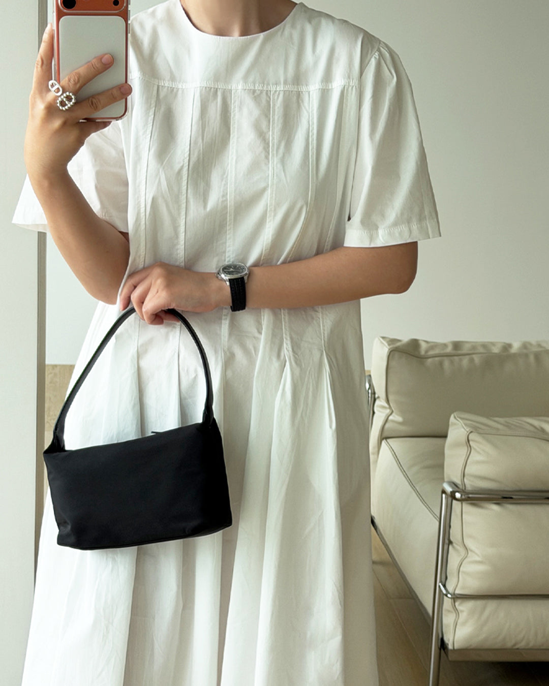 Cotton Pin-Tuck Pleated Maxi Dress