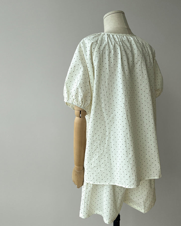 Cotton Polka Dot Short Sleeve Sleepwear Set