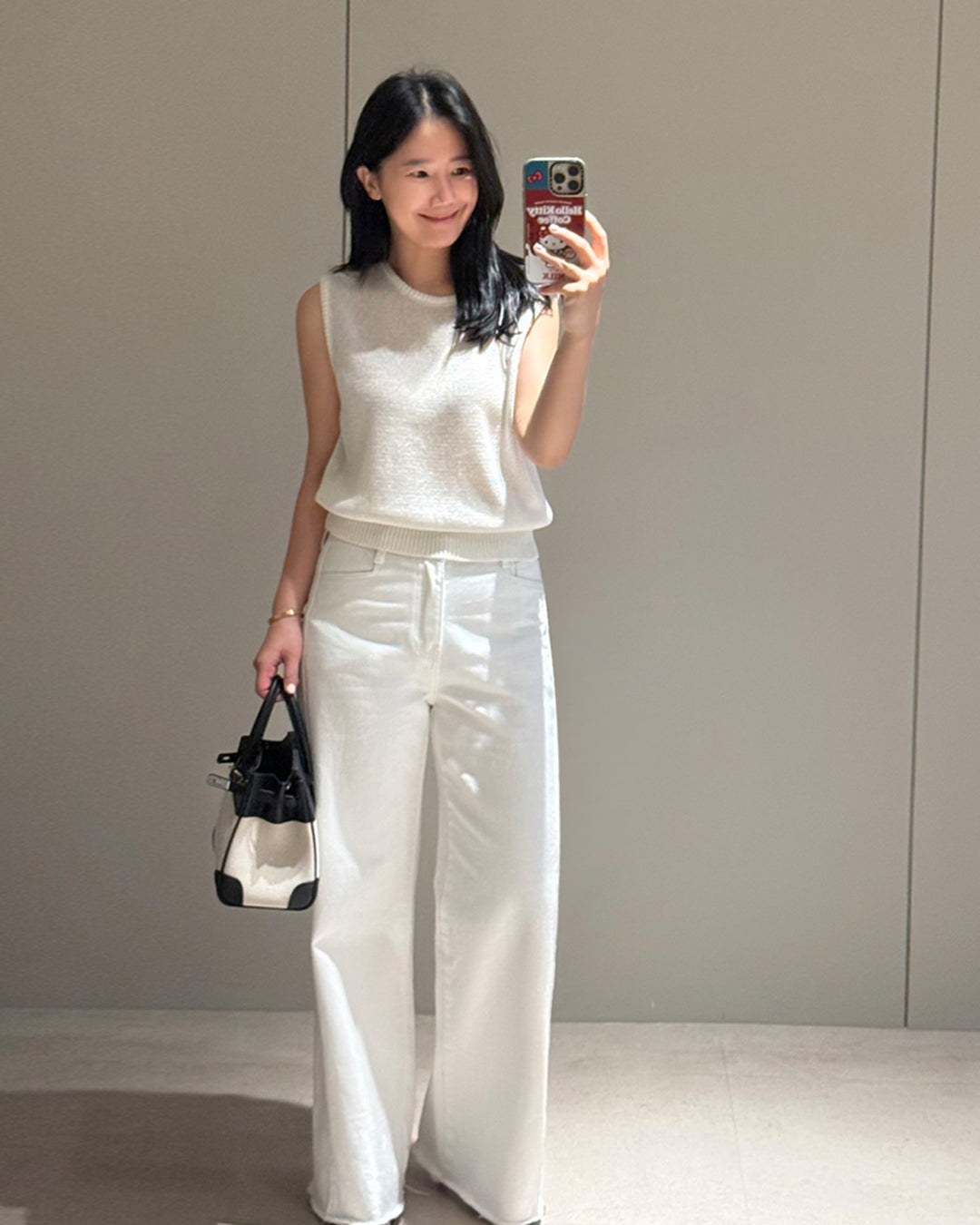 Raw Hem Wide Flared White Jeans