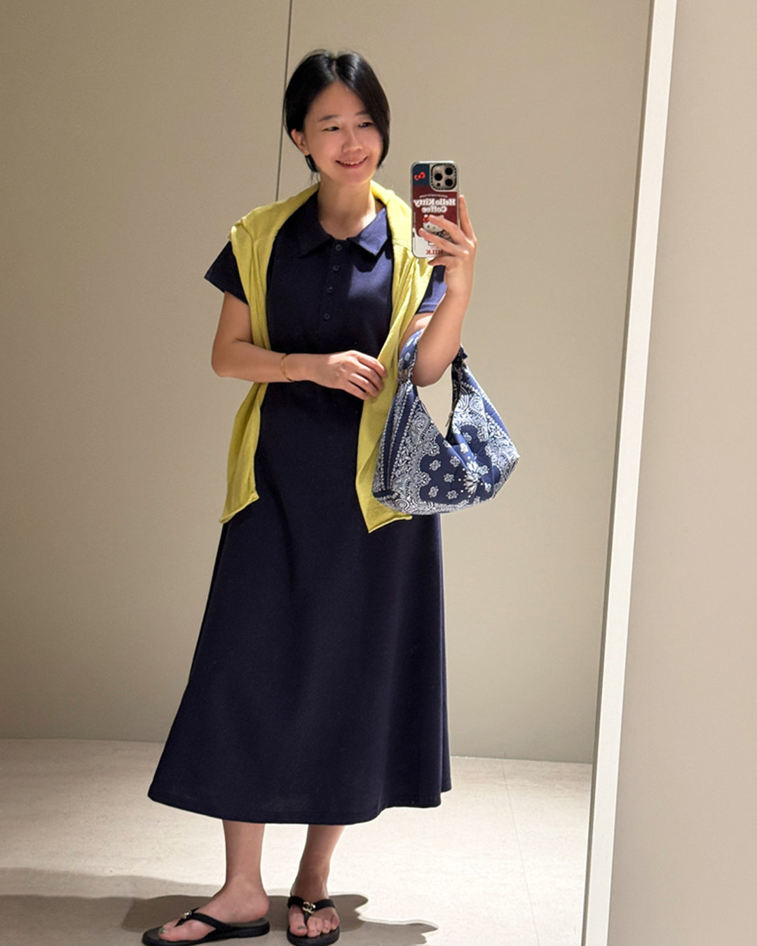 Polo Collar Flared Maxi Dress