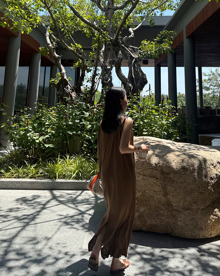 Resort Crinkle Drape Long Dress