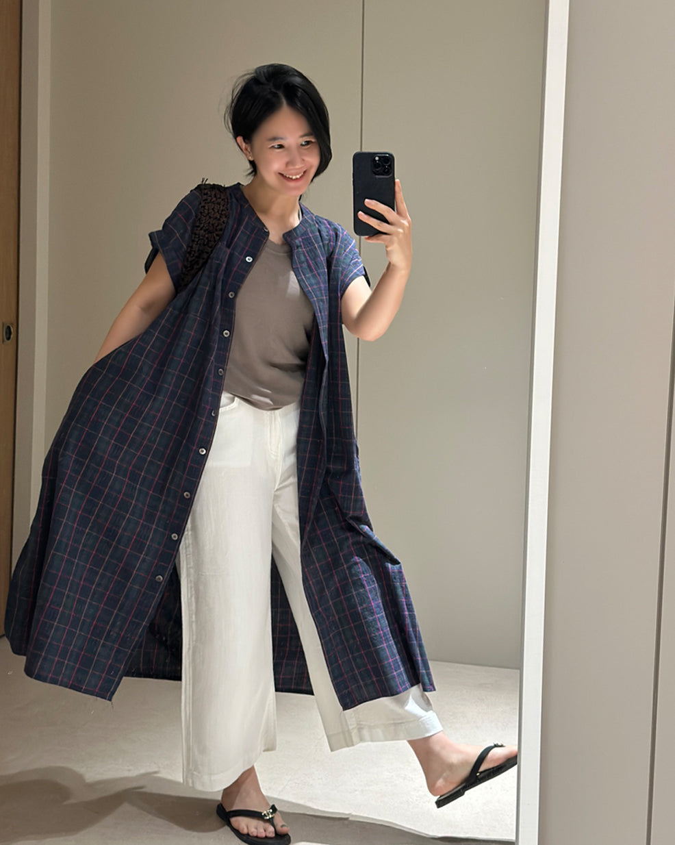 2-Way Cotton Check Shirt Dress &amp; Robe