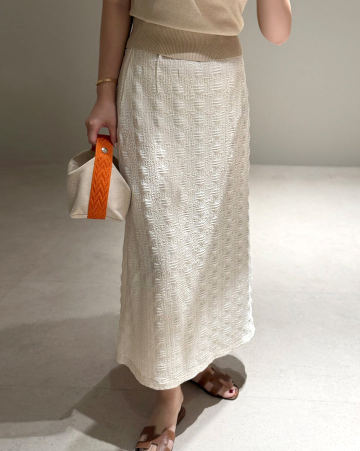 Textured Column Maxi Skirt