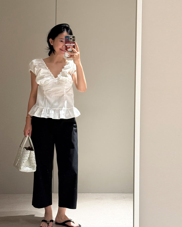 Casual Cotton Blend Daily Crop Pants