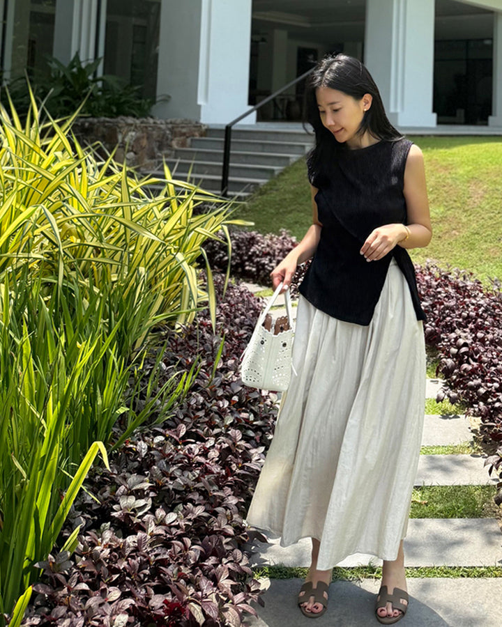 Nylon Crisp A-Line Maxi Skirt
