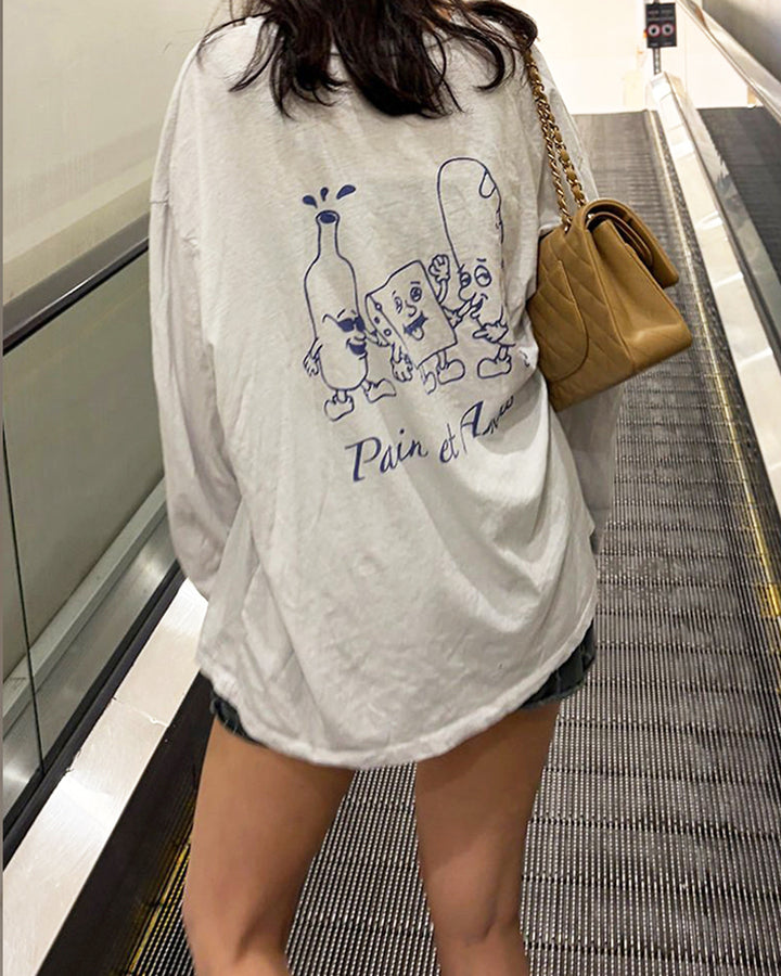 Back Graphic Oversized Long Sleeve T-Shirt